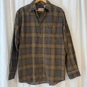Scully Men's Western Shirt Size M Corduroy Long Sleeve Button Yard Plaid Brown
